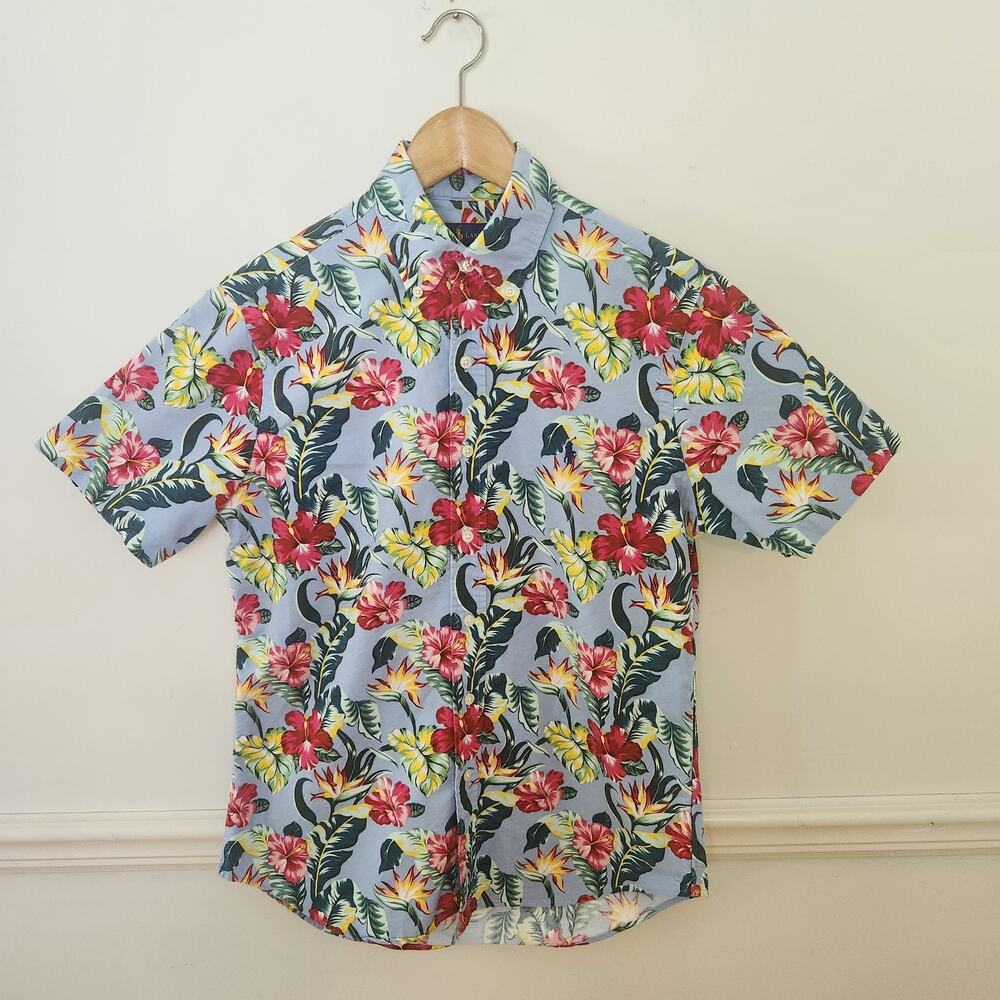 Polo by Ralph Lauren Tropical Floral Shirt - Light Blue, Red, Yellow